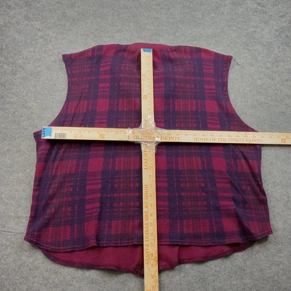 NUNYA Sweater Vest Mens XXL Red‎ Plaid Waffle Knit Nunya Business Funny Logo